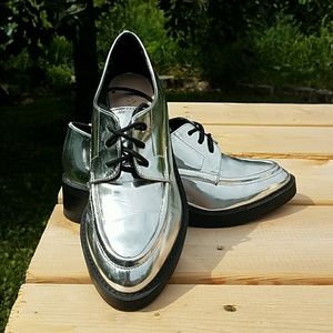 Zara silver brogues